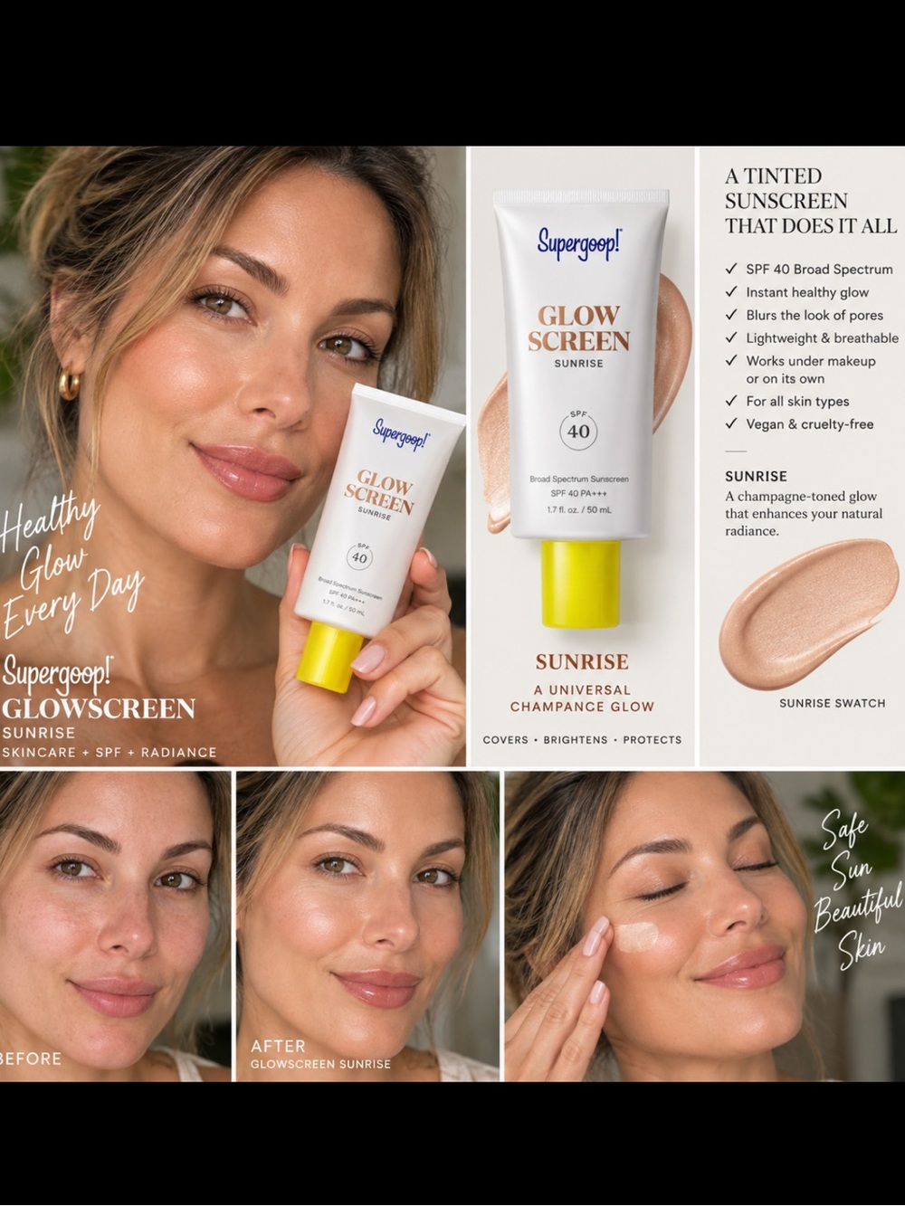 Supergoop! Glow Screen Sunrise Tinted Sunscreen SPF 40 - Champagne Glow